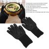 2 Pcs Heat Resistant Gloves Thermal Isolation High Temperature Resistant Anti Slip Washable Silicone Knitted Oven Mitts Free Size Black