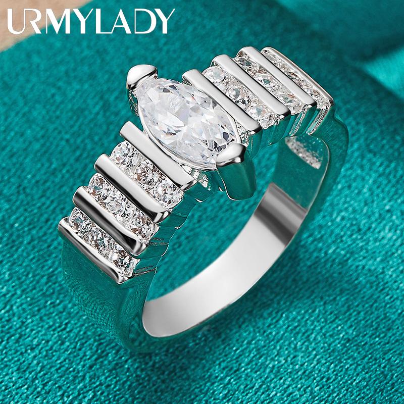 925 Sterling Silver Oval Zircon 7-10# Ring For Women Fashion Jewelry