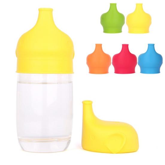 Elephant Shape Suction Cup Cover Kid Silicone Sippy Lids Suck Bottle Trainingcup