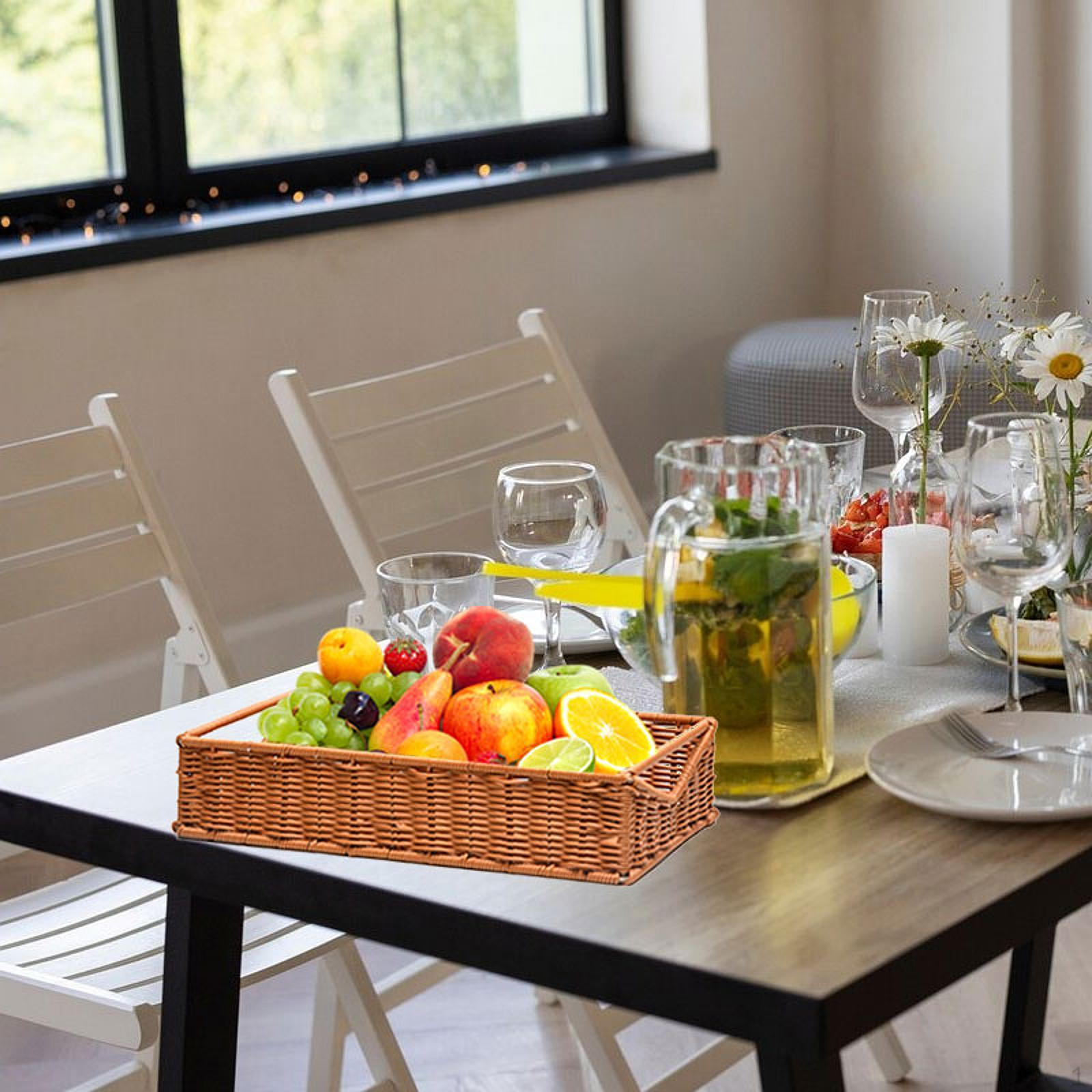 

Корзина для сервировки хлеба, прямоугольная, для хранения пикников, плетеных столовых приборов, фруктов Brown S