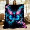 1pc Butterfly Fantasy Flannel Blanket, Comfortable and Warm Blanket, for Camping Sofa Bed and Couch Office007