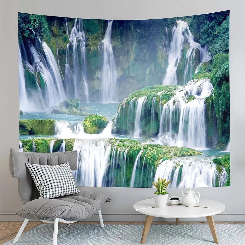 Tropical Forest Waterfall Tapestry Office Living Room Decoration Home Wall Tapestry