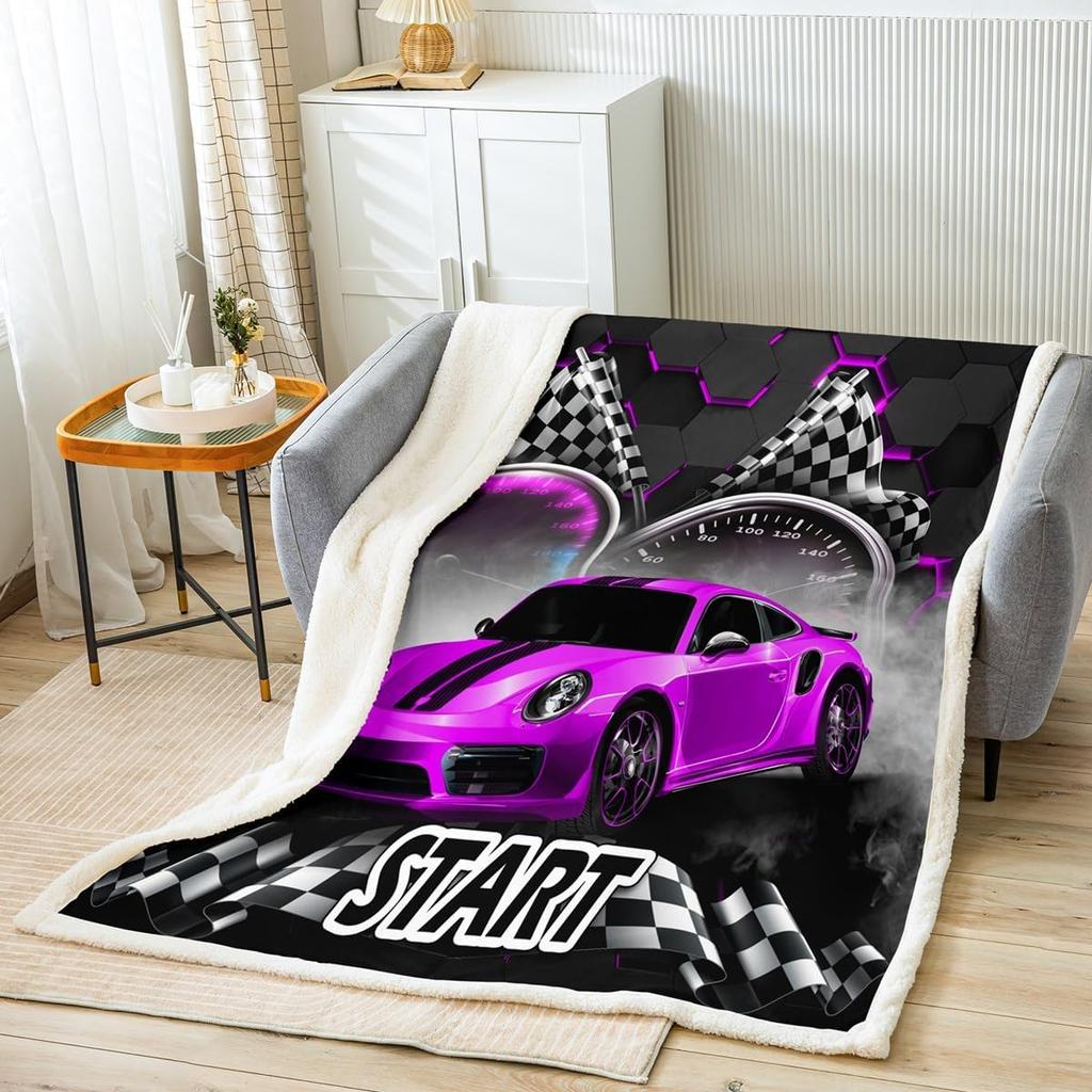 Garbage Trucks Kids Throw Blanket Cartoon US Vehicles Fleece Blanket for Boys Girls Adults Green Twin Size X Inches