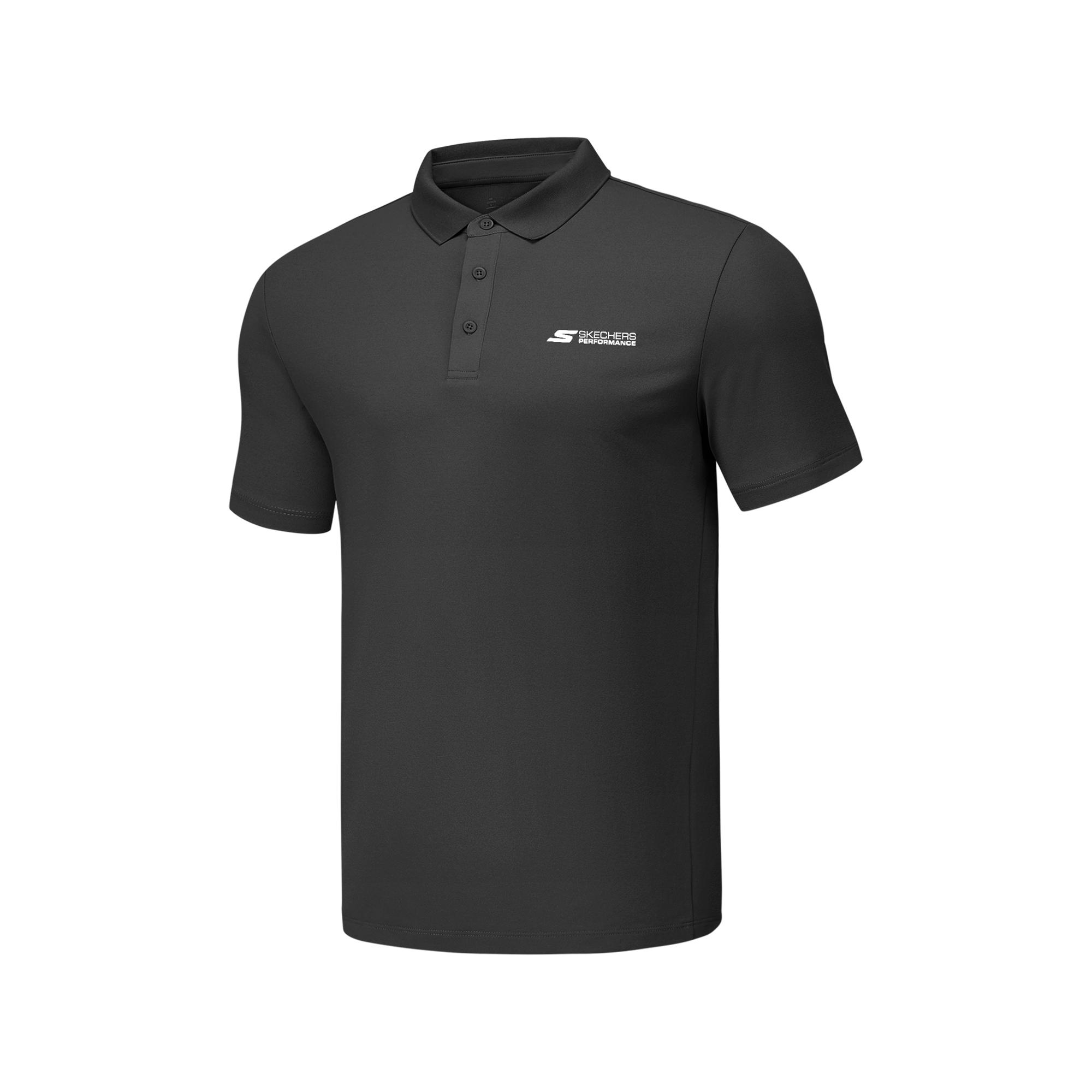 Skechers Godri Ss25 Brand Logo Moisture Wicking Quick Dry Breathable Short Sleeve Polo Shirt Men tops Carbon-Black P225M084-0018 S