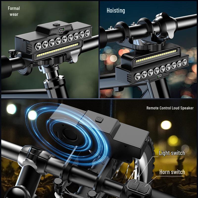 New Rechargeable High-Brightness Waterproof Bicycle Front Light with Horn for Night Riding