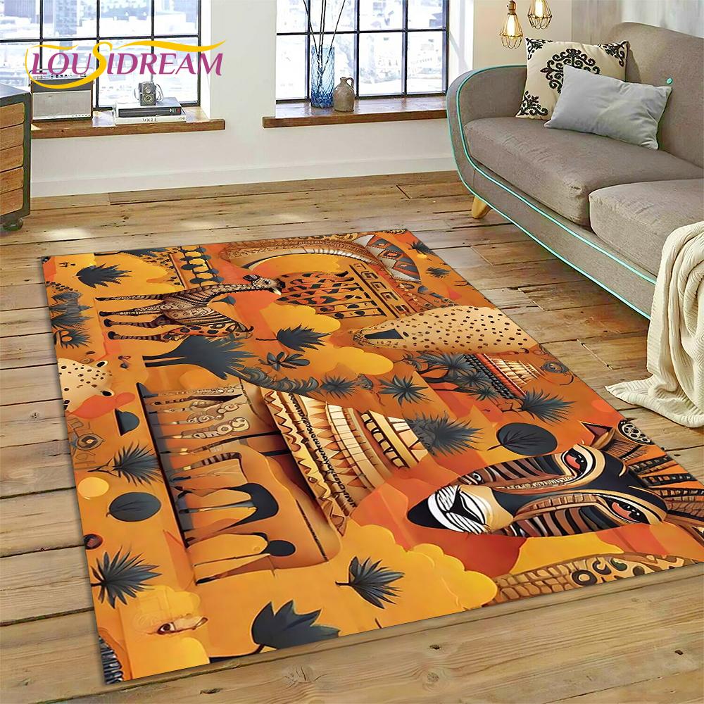 Cartoon Africa Ethiopian Custom Painting Art Carpet Rug for Bedroom Living Room Home Sofa Decoration,kids Large Decor Floor Mat