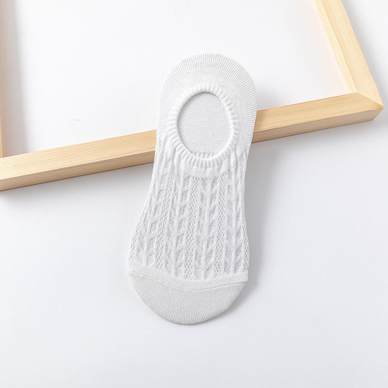 Spring and Summer Thin Invisible Socks for Women, Mesh Breathable Boat Socks That Won't Fall Off, Solid Color Socks