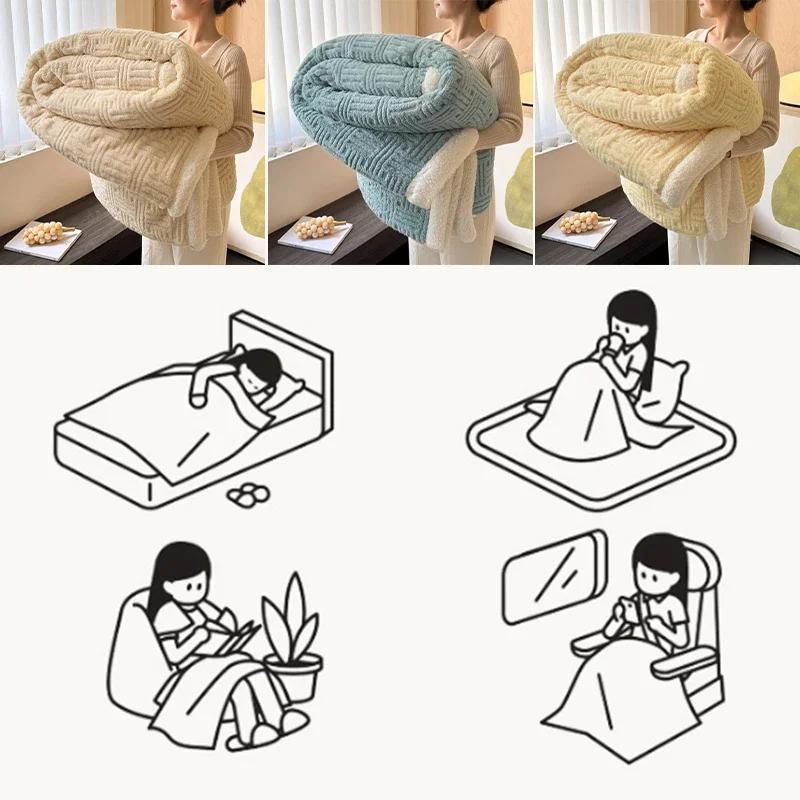 2026 Autumn Winter Blanket Thickened Tuff Lamb Velvet Blanket for Bed Soft Fluffy Warm Sofa Blankets Office Sofa Bedding Blanket
