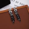 Diamond Black Leaf Fringed Earrings Women, Mori Light Luxury Individual Design Sense Gradual Change Color Fashion Earrings