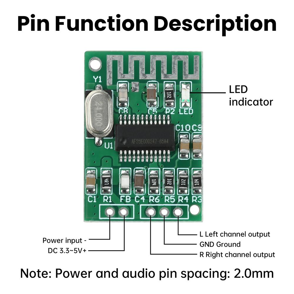 DC 3.3V-5V Bluetooth 5.4 Decoder Board Mini Decoding Module Audio Receiver Module True 2.0 Dual Channel Output with 10m Range