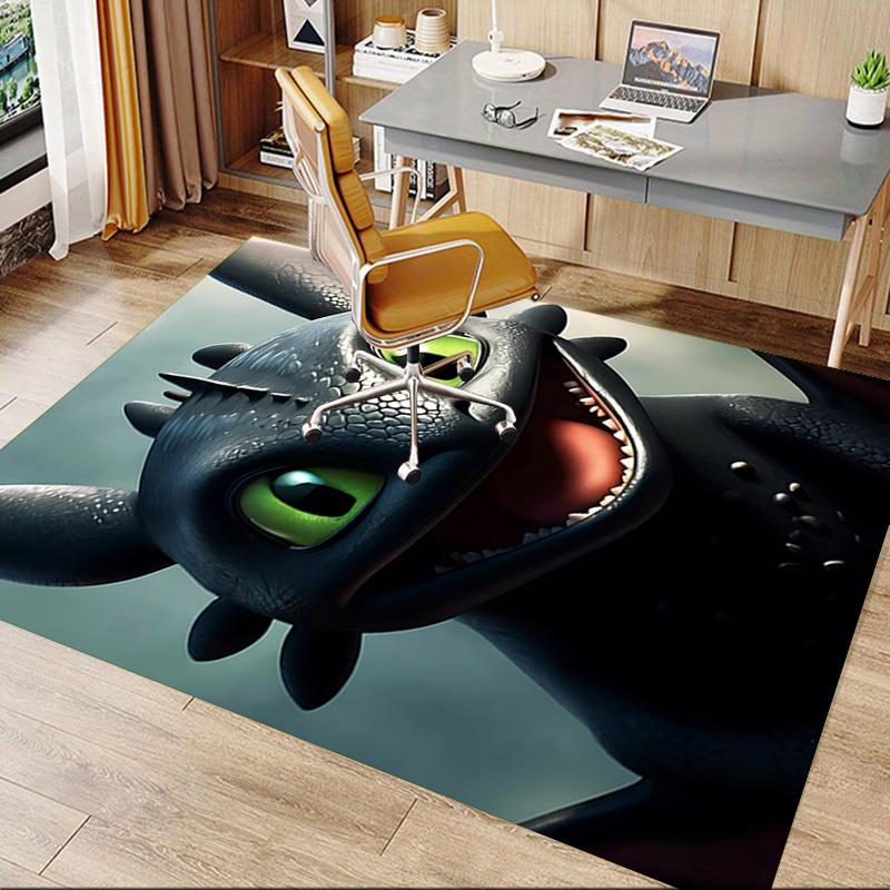 Dragon'S Friendly Smile Carpet For Playroom Bedroom Living Room Sofa Home Decorkids Game Area Rug Nonslip Floor Mat