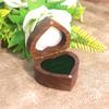 2 Slots Walnut Wood Rings Box Transparent Cover Rings Bearer Box Heart Rings Holder  Gifts