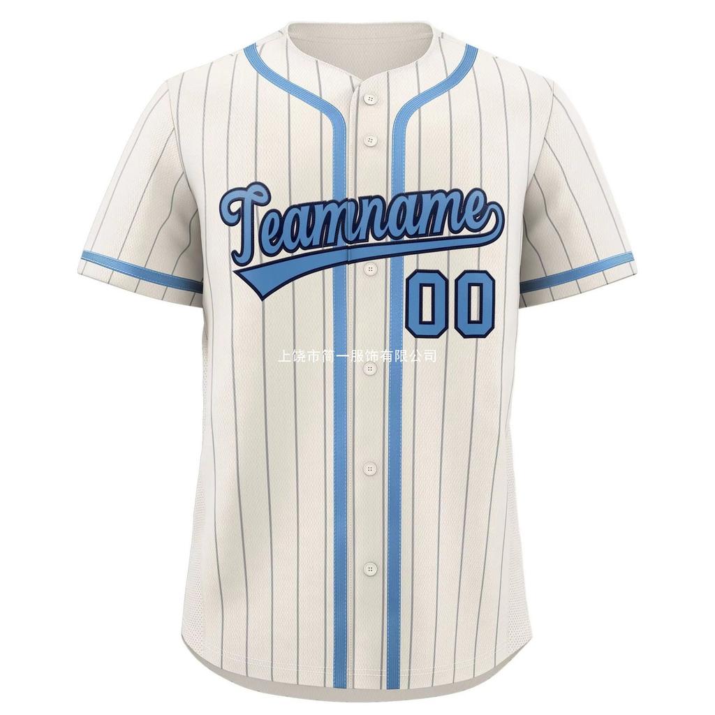 Men's and Women's Fashion Baseball Jerseys, Hip-hop Sports Buttons, Cardigan, Striped Letter Print Short-sleeved Top