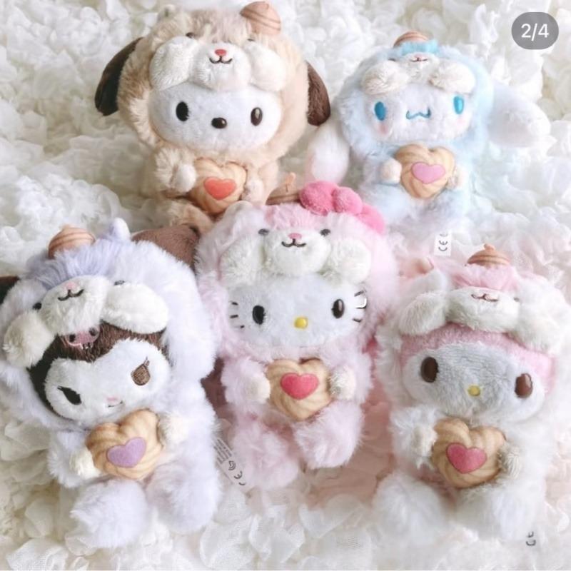Cute Big Squirrel Tail Plush Toy Keychain Kawaii Cookie Squirrel Series Fluffy Melody Kuromi Kitty Cat Doll Stuffed Toy