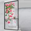 Romantische Rosa Blume Grünes Blatt Ranke Fensteraufkleber Beidseitig Sichtbar PVC Glas Dekoration Abnehmbar