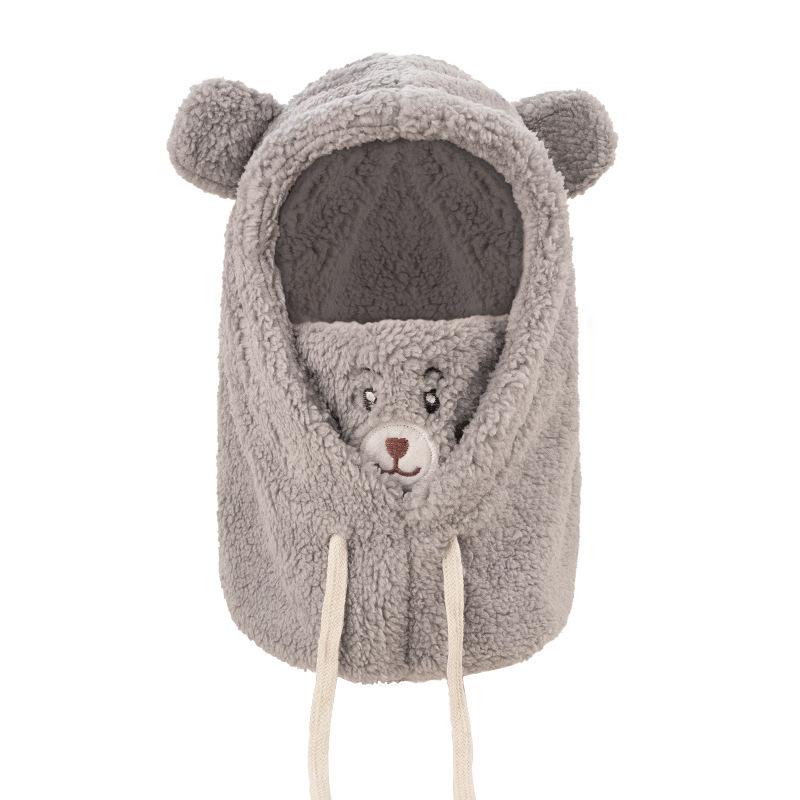 Winter fashion bear four-piece set cute thickened warm cold autumn and winter scarf one-piece trend popular hat woman