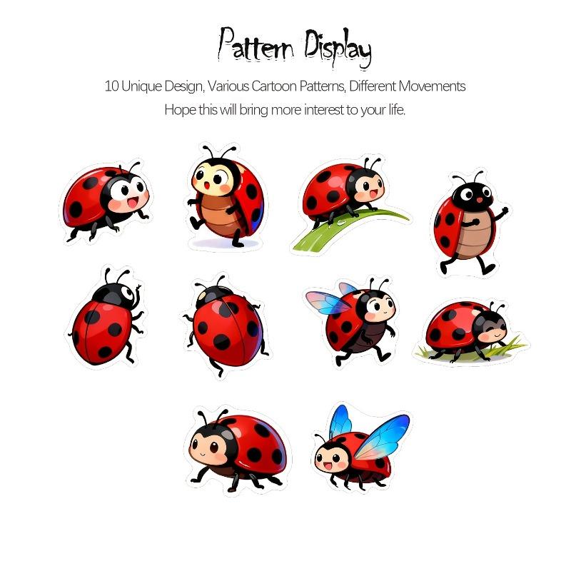 1 Roll (500 pieces) of irregular cartoon ladybug stickers