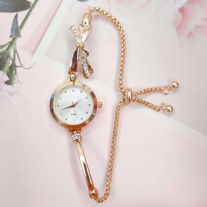 Fashion Cute Women Steel Bracelet Watch Adjustable Quartz Wristwatches Elegant Gold Small Dial Bracelet Watches Wholesale