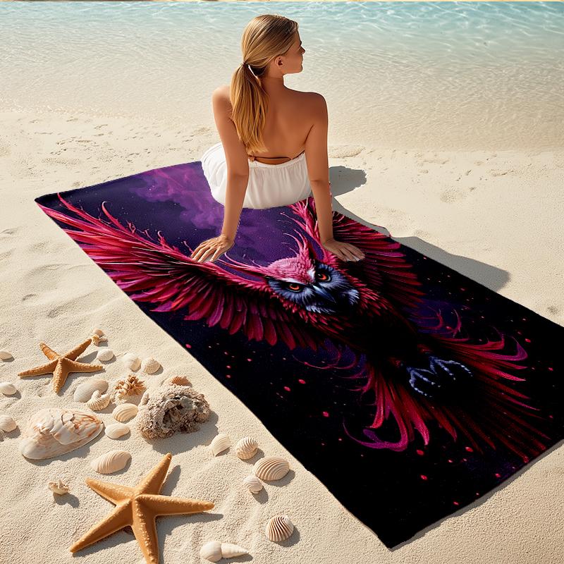 1Pc Owl Fantasy Art Beach Towel Quick Dry Multiuse For Beach Pool Gym Yoga Home Travel Christmas Halloween Xmas Gift G115