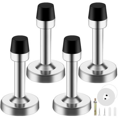 Butoirs de porte auto-adhésifs en acier inoxydable, 4 pièces, pointe en caoutchouc, protection murale, loquet de porte, pour le bureau et la maison