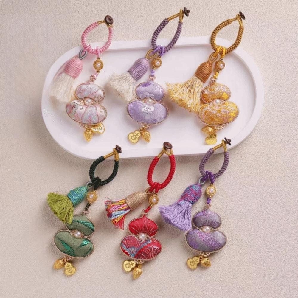 Good Luck Brocade Gourd Pendant Blessing Hanging Ornaments Woven Tassel Bag Pendant  Bag Charm