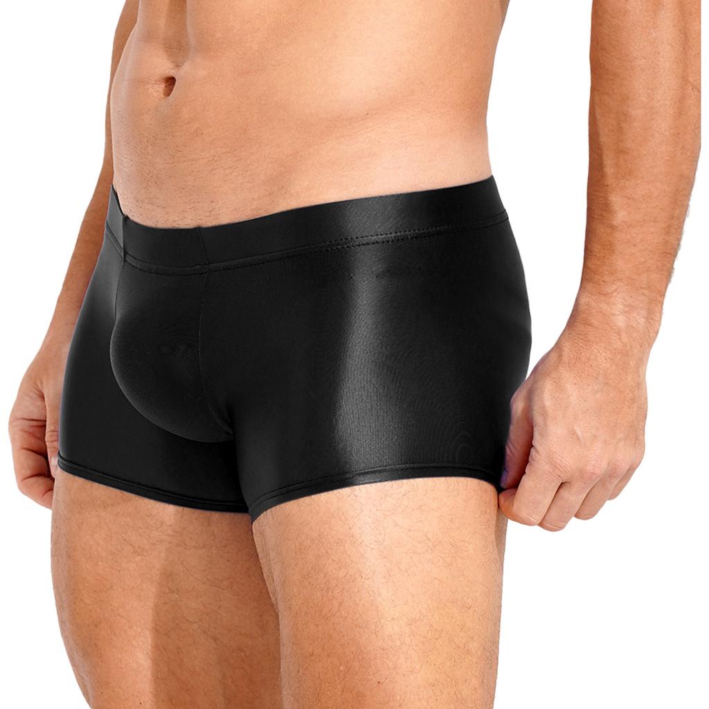 Mens Glossy Boxer Briefs Low Rise Underpants Swim Shorts Pool Party Beach Volleyball Beachwear Shorts