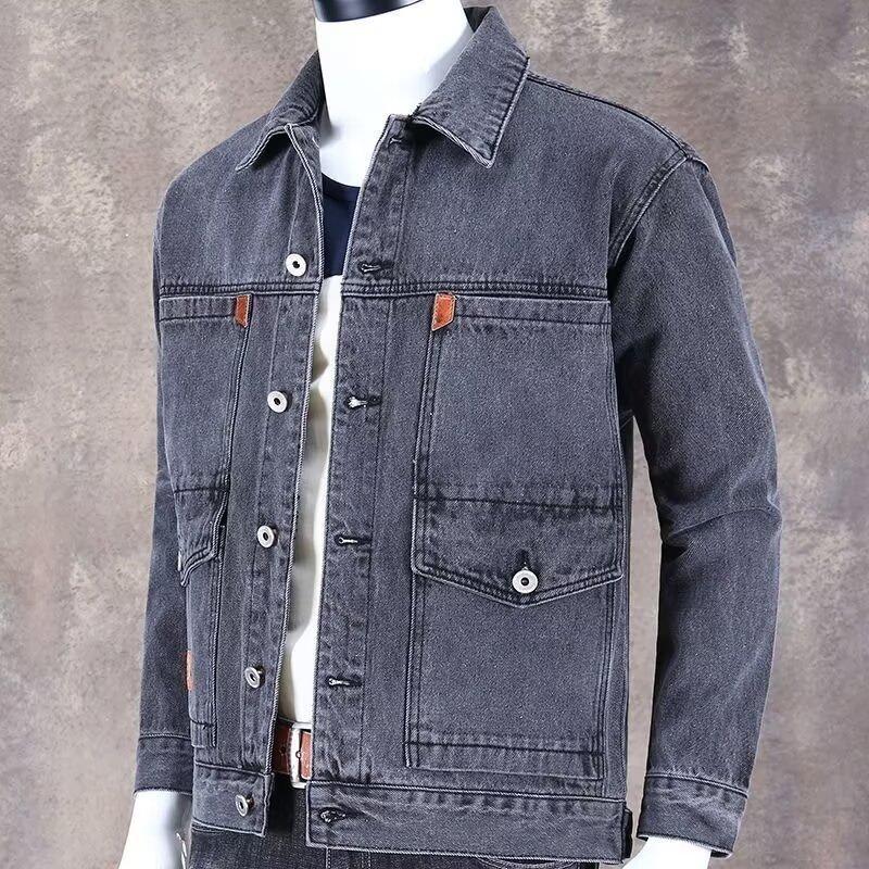 Men Denim Jacket Autumn and Winter Outwear Casual Slim Fit Jacket Retro Jeans Coat Men's Denim Top Plus Size Jacket