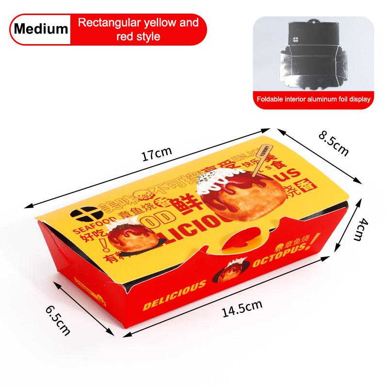 100Pcs Aluminum Film Disposable Octopus Ball Packaging Box Heat Preservation Japanese Street Food Takoyaki Takeaway Snack Pack