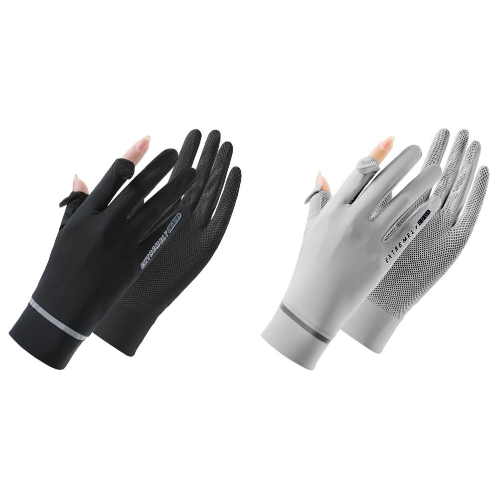 

- Sunscreen Ice Silk Gloves UV Protection Gloves Cycling Gloves for Women (Black