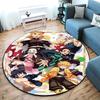 Classic Japanese-style Cartoon Demon Slayer Round Rug, Home Soft Decorative Anti-slip Yoga Mat and Chair Mat, Outdoor Floor Mat Carpet K13