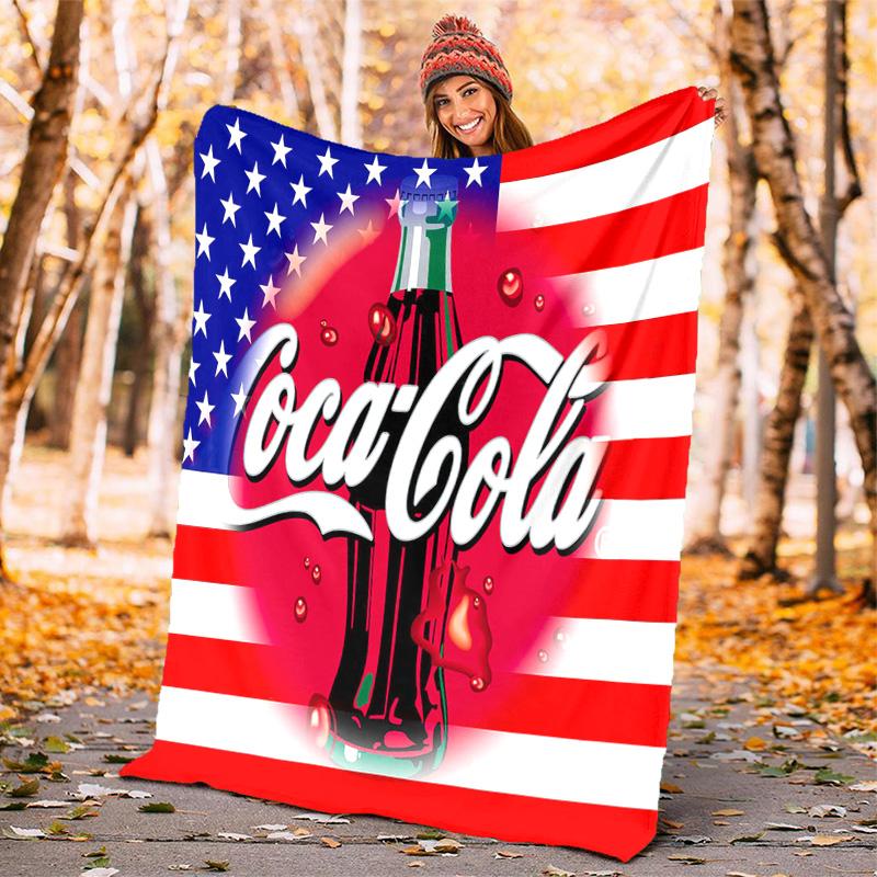 Christmas Gift Halloween Themed Cola Beverage Coca Cola Blanket Soft Home Furnishing Nap Decoration Four Seasons Warm Sherpa Blanket U18