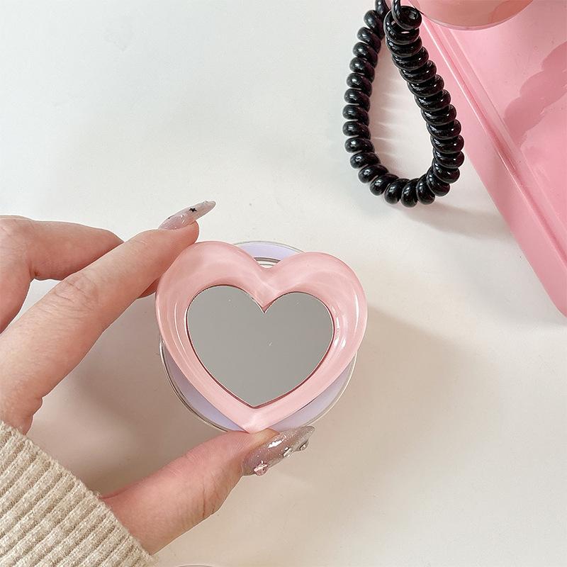 Simple Wind Love Mirror Lazy Ring Portable Mobile Phone Magnetic Suction Airbag Bracket Retractable Desktop Watching Drama