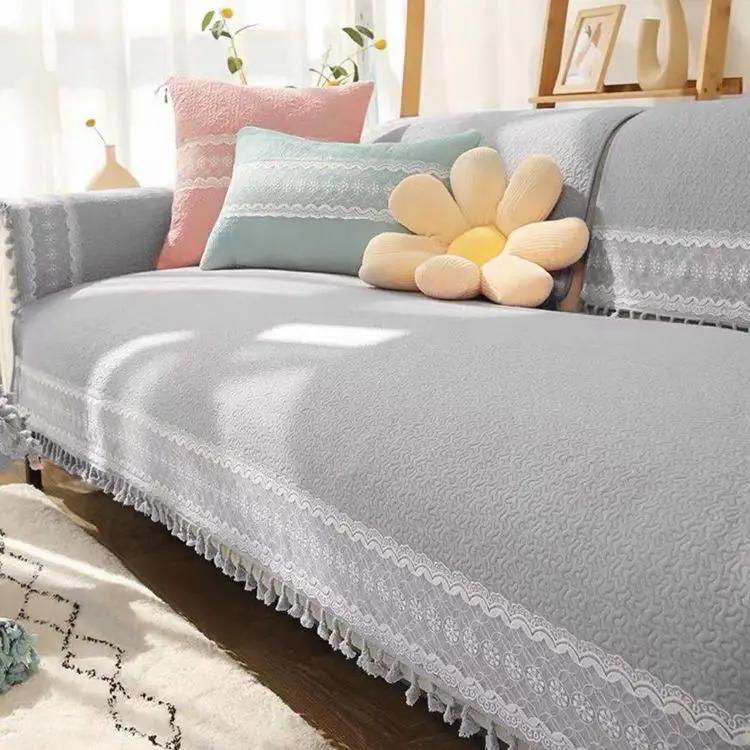 

Кружевное полотенце для дивана, хлопковая ткань, чехол для подушки, нескользящий чехол для дивана, современный домашний декор для гостиной на четыре сезона 70x70cm 1pcs