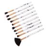 10 PCS Marble-Patterned Makeup Brushes for Even Powder Picking Multi-functional Set for Foundation Eyeshadow and Blush Set