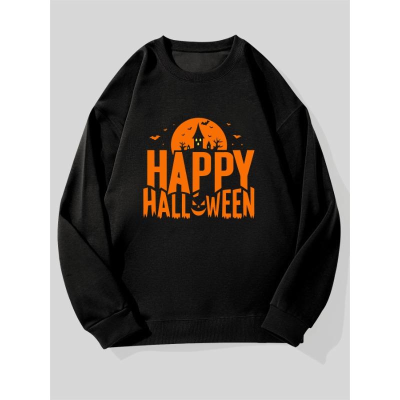 Men'S "Happy Halloween" Casual Crew Neck Sweatshirt, Loose Fit.