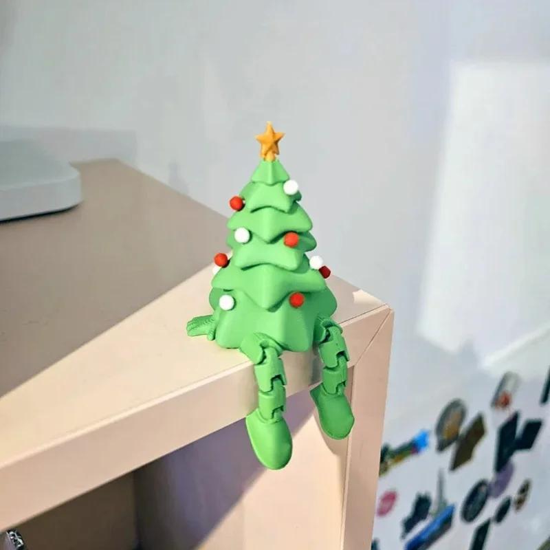 3D Novelty Christmas Miniature Statue Movable Joint Ball Xmas Tree Ornament Party Festive Tabletop Display Figurine