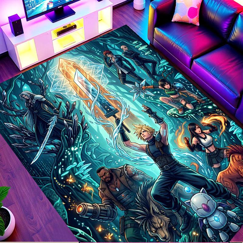 Final Fantasy Print Rug, Washable Floor Carpet, For Entryway Dorm Laundry Room Office Study, Home Decor Birthday Christmas Gift