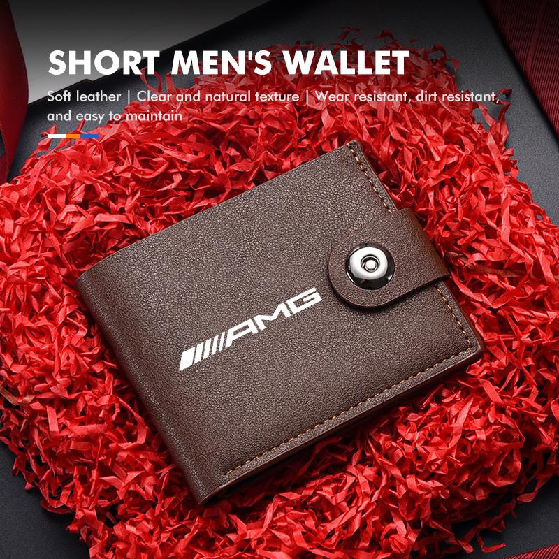 2025 Hot Men Short Leather Credit ID Card Holder Wallet Purse Clutch For Mercedes Benz AMG C180 C300 W124 W176 W177 C200 C260 GL