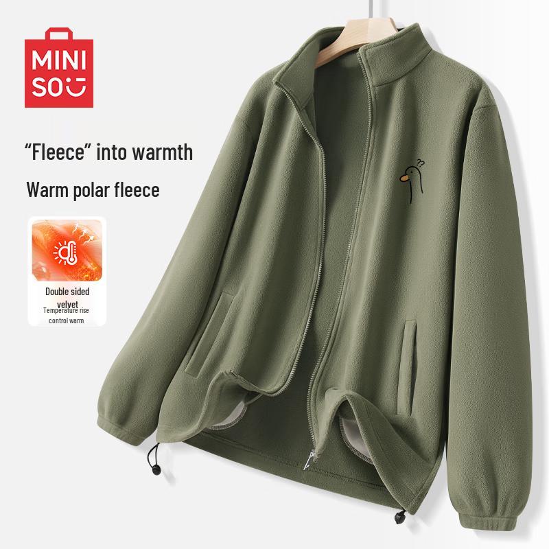 

MINISO Men s Full-Zip Stand Collar Fleece Jacket M