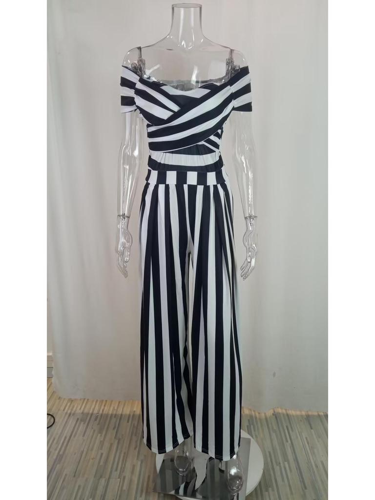 Chic One-Shoulder Printed High-Waisted Women's Jumpsuit