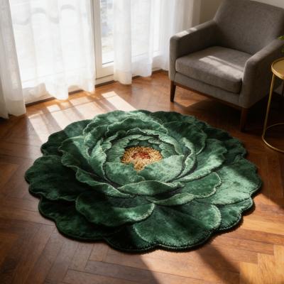 3D Çiçekli Alan Halısı Optik İllüzyon Çiçek Desenli Kadife Halı Kaymaz Peluş Zemin Paspası Oturma Odası Yatak Odası Kreş Giriş Alanı İçin
