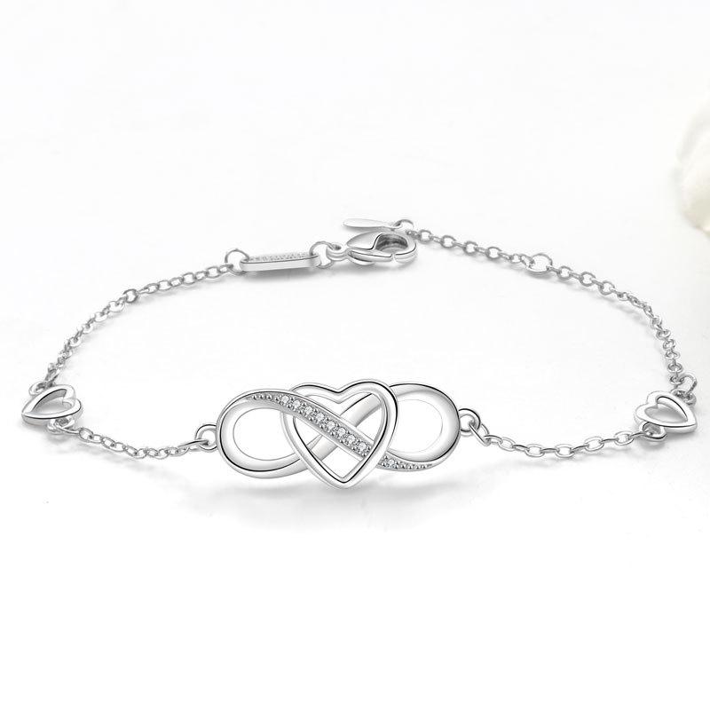 Fashion Women 8 Shape Infinity Heart Bracelet Elegant Heart Symbol Jewelry Gift For Her Stylish Daily Wear Accessory