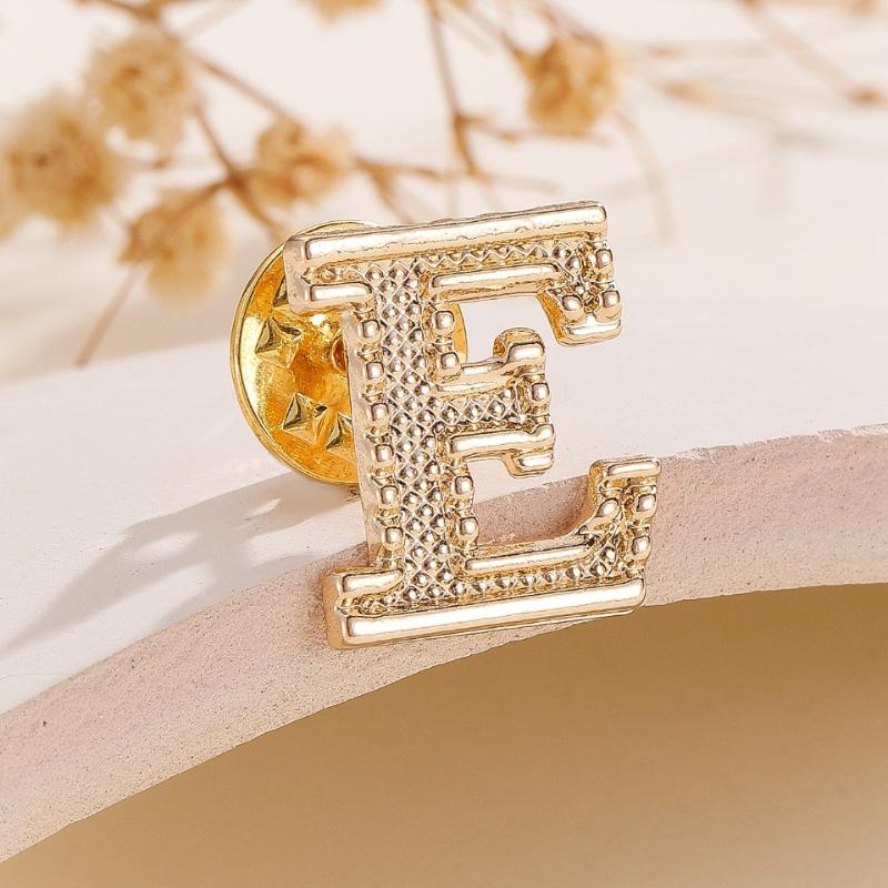 2Pcs New Metal Initial A To Z 26 Letters Pin Suit Shirt Collar Lapel Brooch Pin Badge Fashion Jewelry For Men Women Accessories