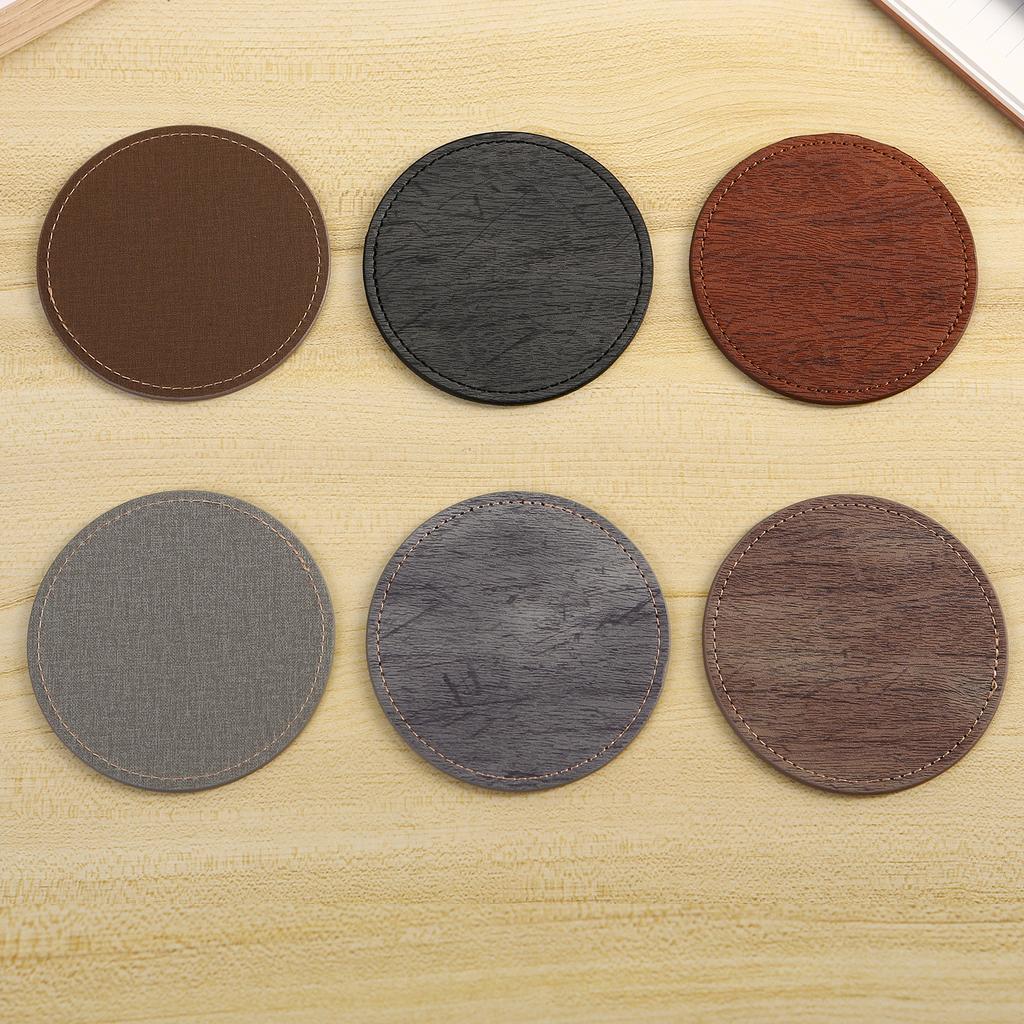 6 Stück Holzmaserung Leder Untersetzer Wasserdicht Hitzebeständig Antihaft Platzsets Tee Kaffeetasse Heim Bar Theke Heimdekor