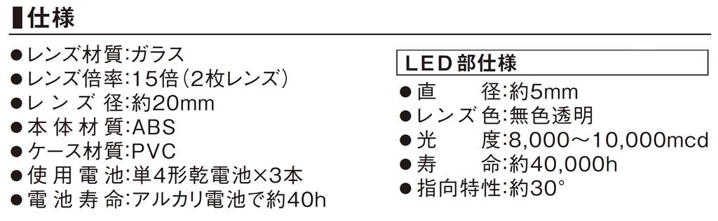 Niigata Seiki SK Magnifying Glass with LED High Magnification Lens Light, 15x, 20 LL-15