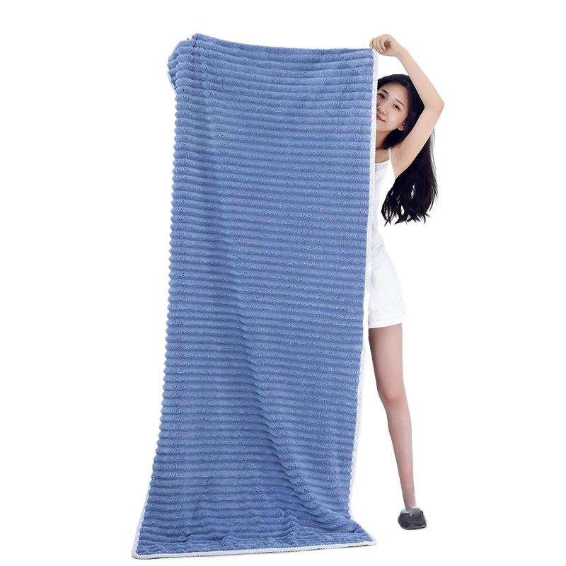 Coral Fleece Bath Towel 70 X 140cm Strip Shaped Pattern Bath Towel for Women, Quick Drying Thickened Bath Towel