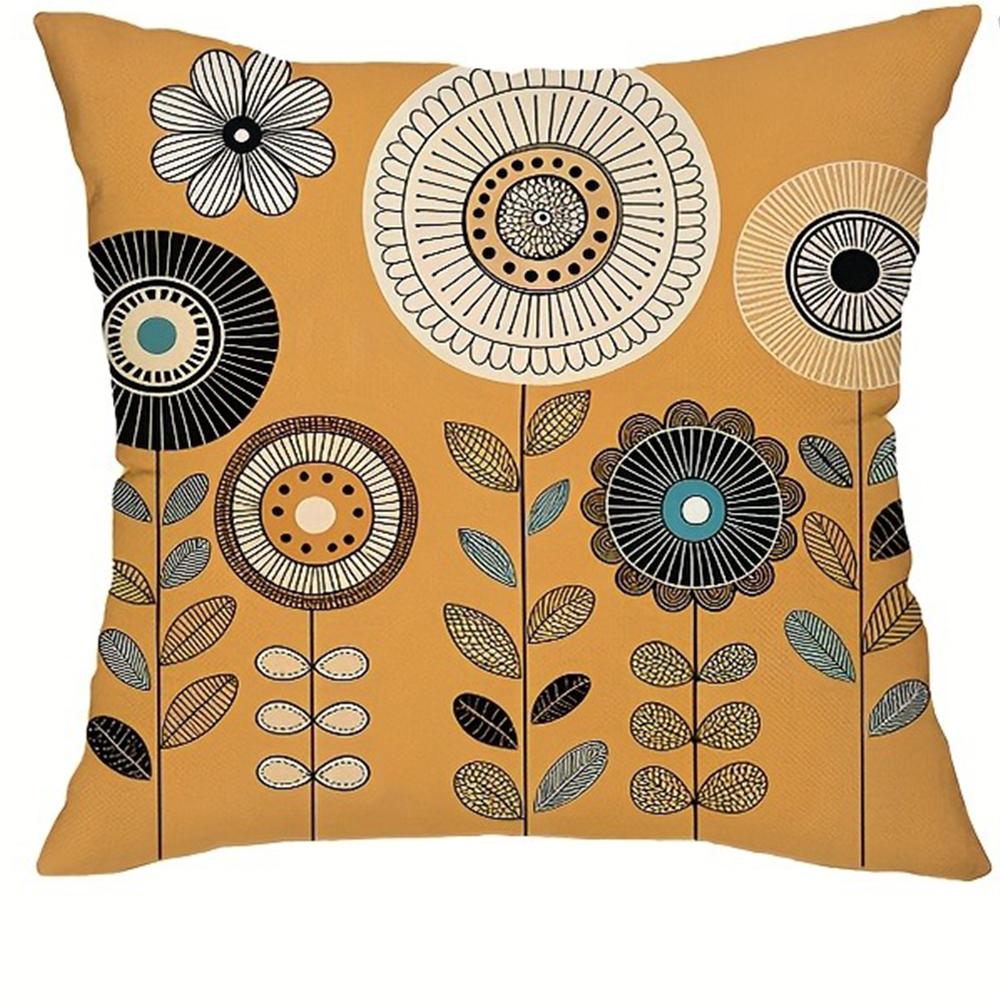 

Retro Geometric Floral Pillow CoversLiving room sofa cushion cover, soft and comfortable, bedroom room decoration 16x16Inch