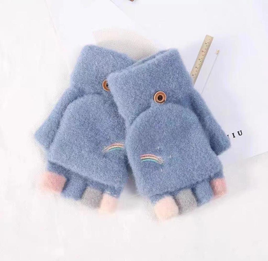 Fashionable Women's Half Finger Autumn and Winter New Style Thick Warm Yarn Knitted Cute Flip Cover with Missing Fingers