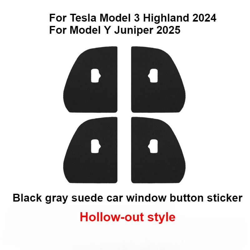 4PCS Car Door Switch Button Panel Cover Sticker For Tesla Model 3 Y Juniper 2017-2026 Car Interior Decoration Car Accessories