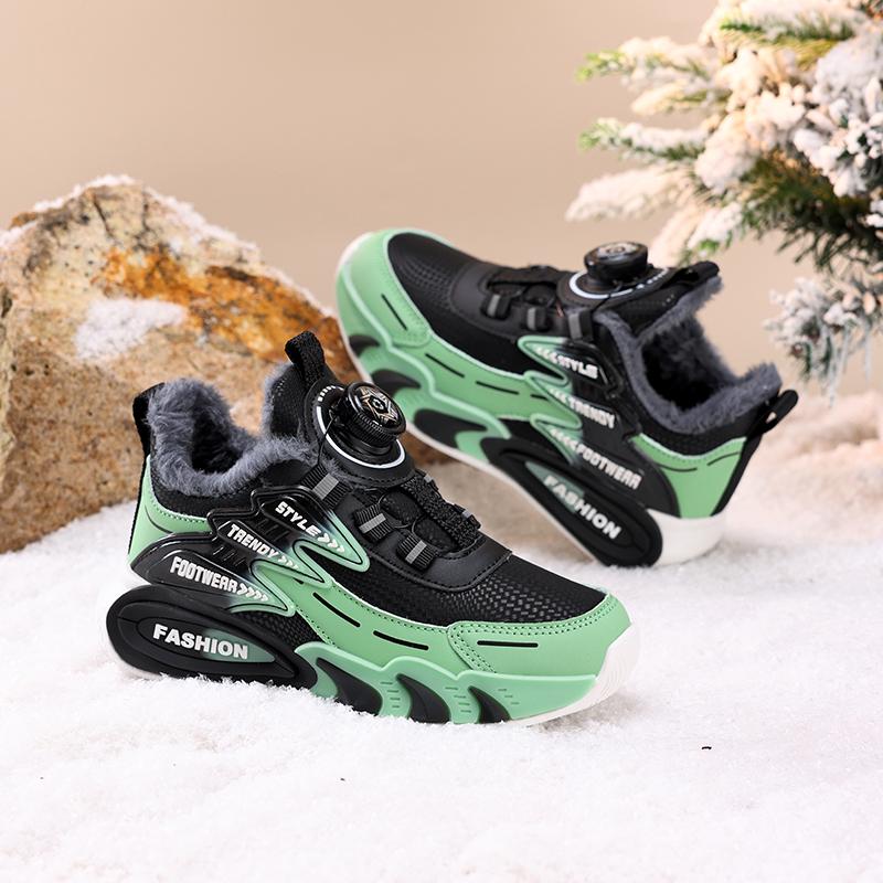 Zimní dětské bavlněné boty Otočné knoflíky pro snadné obouvání a zouvání Dětské sportovní boty Venkovní běžecké boty Boty na sníh Dětské sněhule